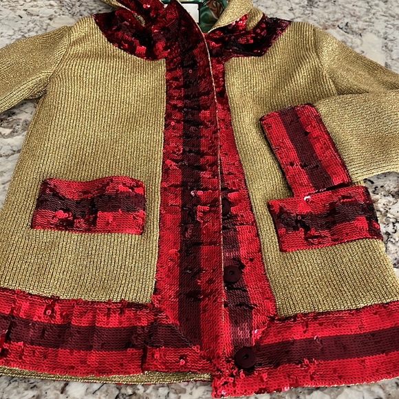 Gucci Gold/Red Lurex Hooded Jacket with Sylvie Sequins - Picture 5 of 16